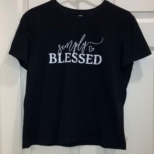 Simply Blessed Black White Cotton Sleep Tee Women’s Pajama Top Loungewear Comfy